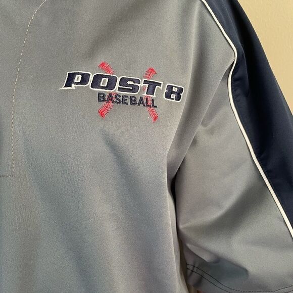Adidas Men’s Gray & Blue Short Sleeve “Post 8 Baseball” Athletic Top (Size: XL) - Picture 11 of 11